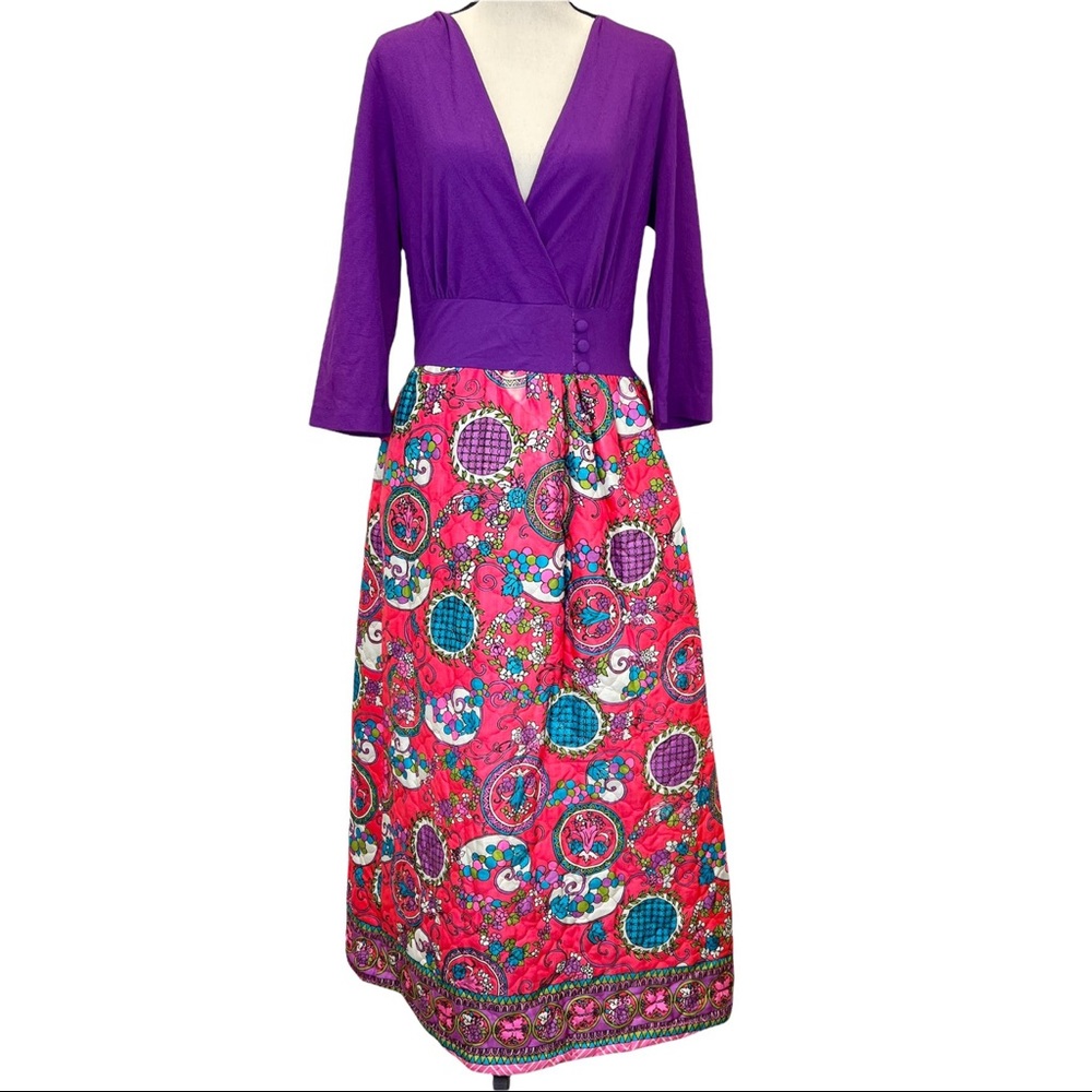 Vintage 1970’s Colorful Quilted Maxi Dress